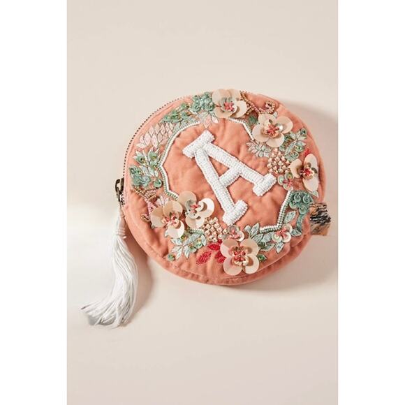 Anthropologie Monogram Crest Pouch - Picture 1 of 4